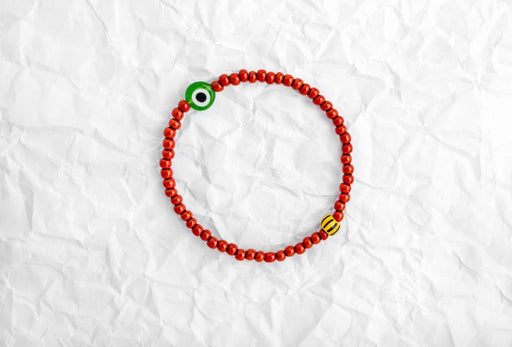 7.5” glass bracelet with African glass bead details - this one is sized for the dudes if you’d like smaller please select size :) 