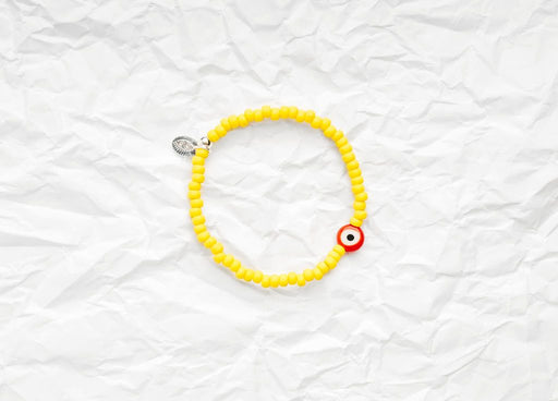 7" yellow glass beaded bracelet - Available in small (7") or large (7.5") sizes.