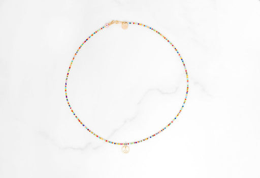 Beaded rainbow peace necklace