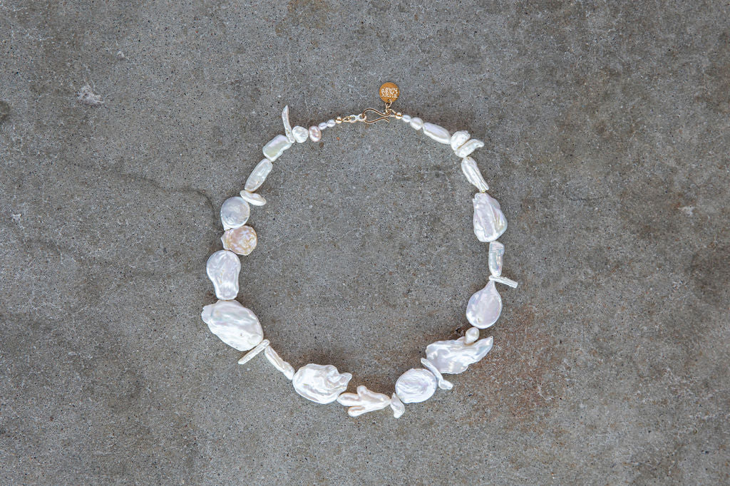 Unique pearl necklace handmade