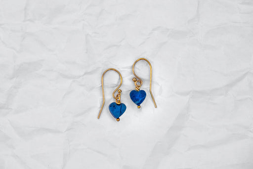 Lapis Lazuli Hearts earrings on gold fill ear wires  Lapis Lazuli is a third eye catalyzer, aligning you with the principles of your instincts and intuition - a powerful energy clearer - these sweethearts can make a cloudy day blue :)