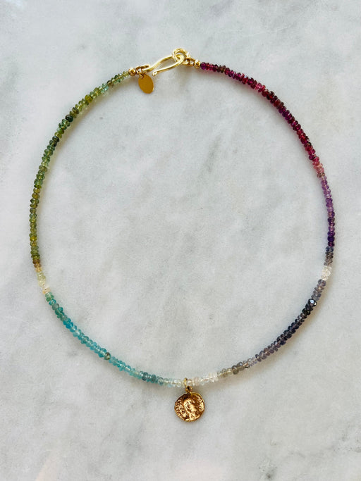 Ombré Sapphire 18" Bracelet - Gold Fill clasp strung on coated gold wire. PUNKWASP