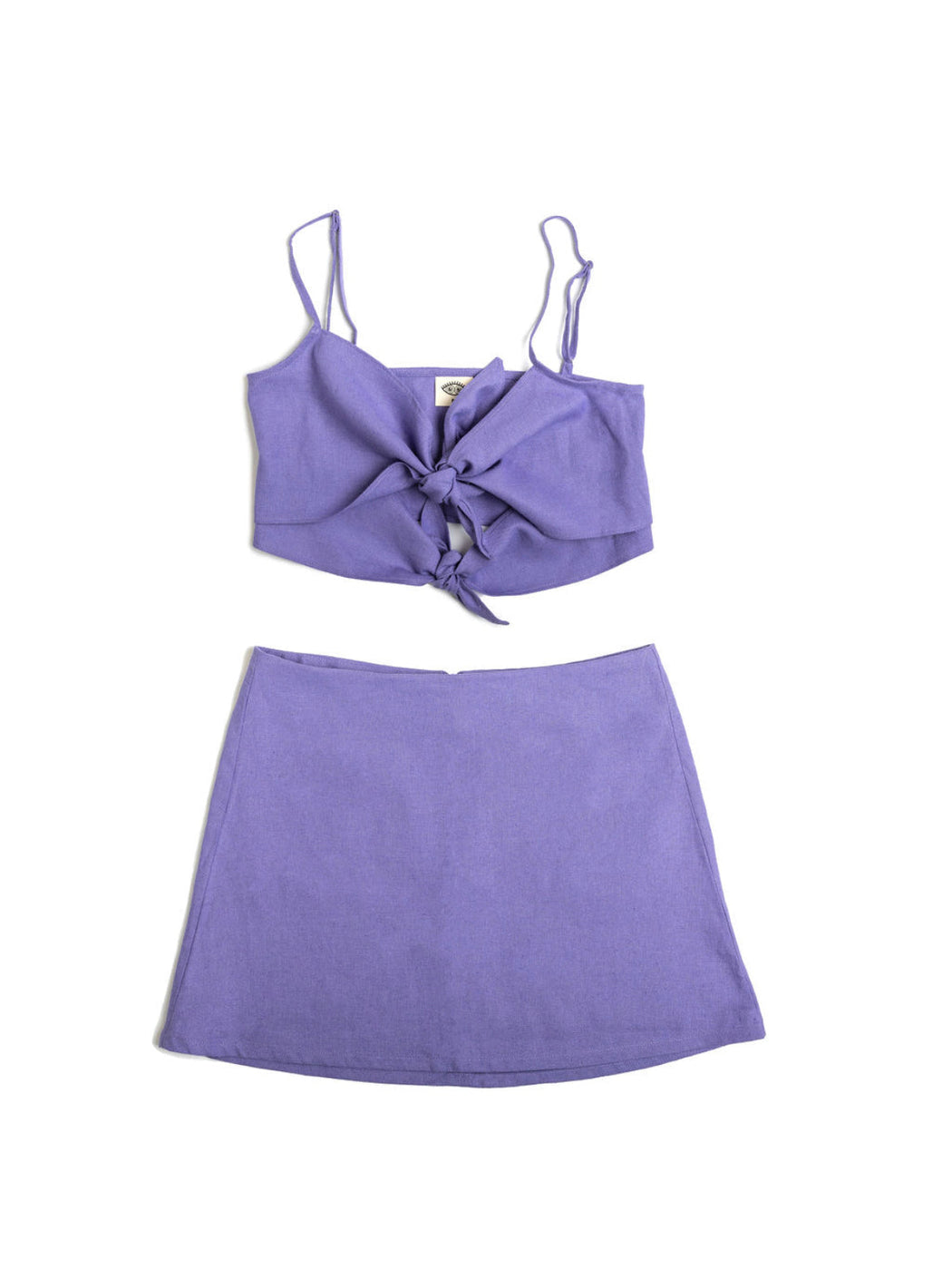 sustainable linen outfit - lilac